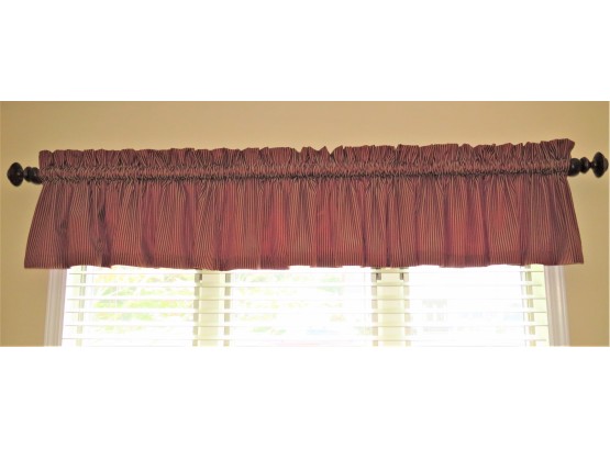 Red Striped Valance Curtains With Curtain Rod