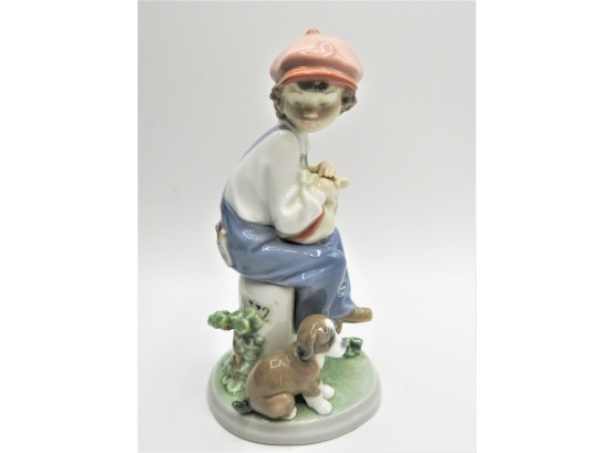 Lladro Figurine, 'My Best Friend', Boy With Knapsack And Dog, #5401 - In Original Box