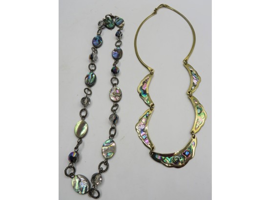 Silver-tone & Abalone-style Necklaces - Set Of 2