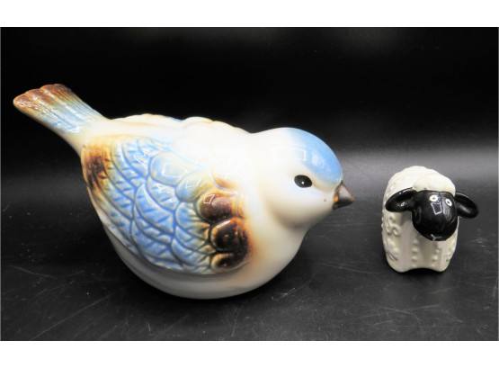 Ceramic Bird & Lamb Figurine - Assorted Set Of 2