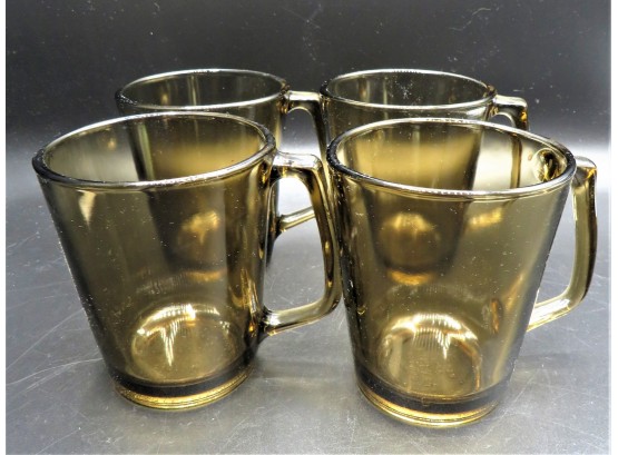Corning Pyrex Amber Glass Mugs - Set Of 4