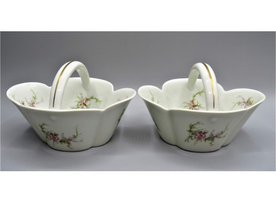 Haviland Limoges Floral Porcelain Baskets - Set Of 2