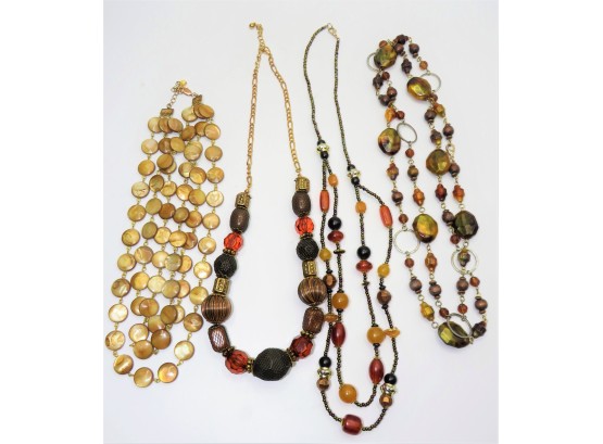 Fun Lot Of Stylish Assorted Beaded Costume Jewelry Necklaces - Set Of 4