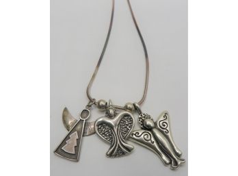 Angel 3-charm Sterling Silver Necklace