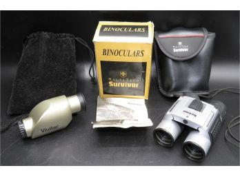 Vivitar 8 X 22  Single Binocular & Multi-tech Survivor Binoculars