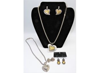 Charming Chico's Jewelry - (2 Sets) Heart Earrings & Matching Necklaces & Teardrop Earrings