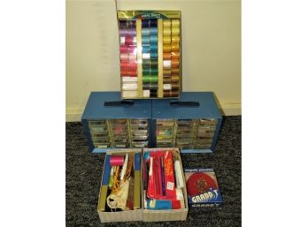 Assorted Sewing Supplies & Two Storage Organizers