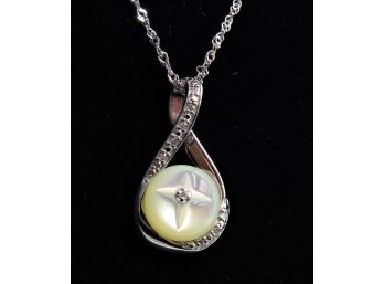 Sterling Silver The Bradford Exchange 'God's Pearl Of Wisdom Diamond Pendant' Necklace - New In Box