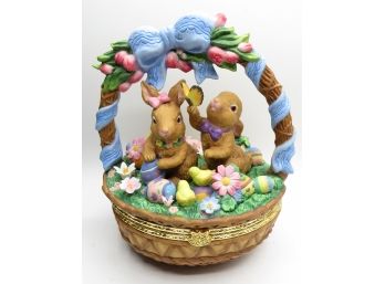 Charming Table Top/mantle Porcelain Easter Basket - In Original Box