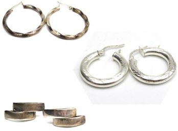 Sterling Silver Earrings - Set Of 3 Pairs