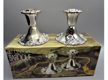 Godinger 20th Century Baroque Silver Plated Candlestick Holders - Set Of 2