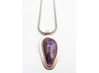 Sterling Silver Purple Stone Pendant Necklace