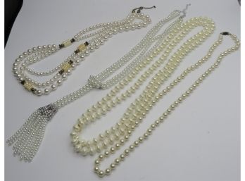 Assorted Faux Pearl Necklaces - Set Of 4