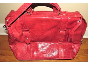 Lovely Bath & Body Works Red Faux Crocodile Tote Bag Great For The Holidays