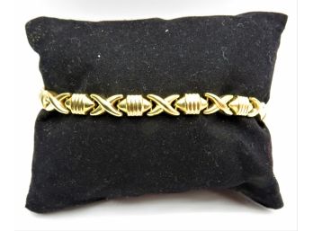 14K Yellow Gold Bracelet With 'X' Design