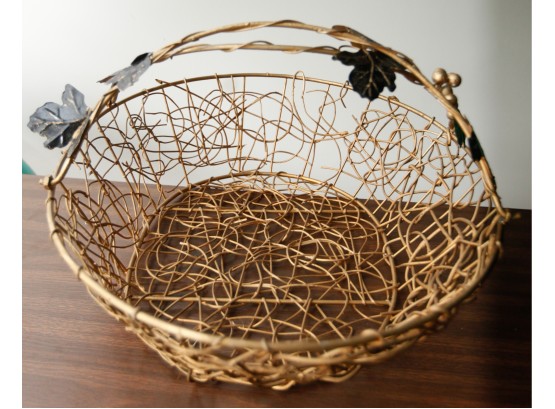 Charming Gold Tone Wire Basket - Home Decor