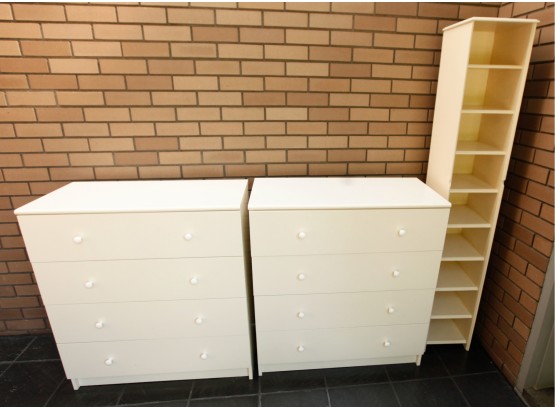 Lot Of 2 Dressers And 1 White Bookcase