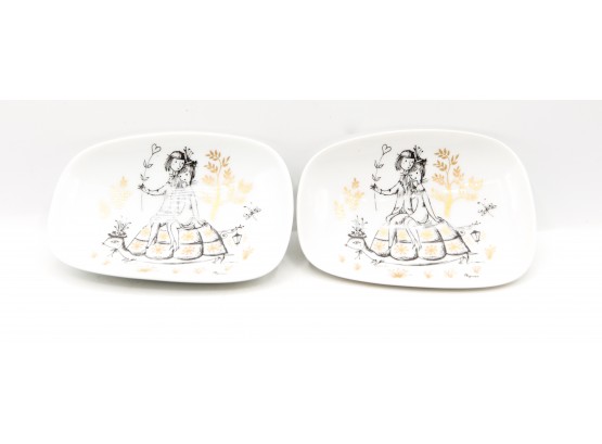 Lovely Pair Of Rosenthal Studio-line Peynet Porcelain Trinket Dishes - Signed Germany