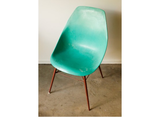 Mid Century Modern Vintage - Metal Footed Teal Green Plastic Fiberglass Chair