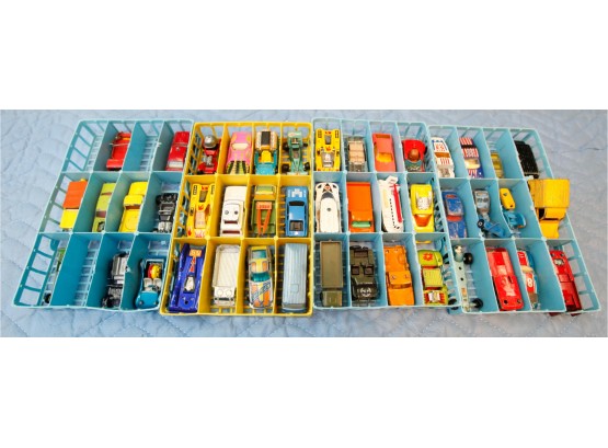 Large Lot Of Vintage Toy Cars W/ 3 Trays Included - 52 Pieces Tonka Hot Wheels Dinky Toys