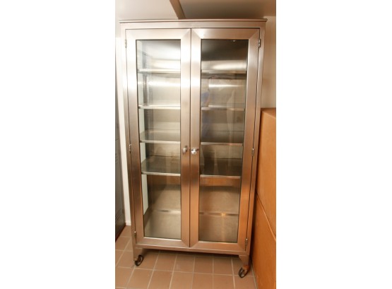 Fabulous Stainless Steel Medical Cabinet On Wheels - No Key