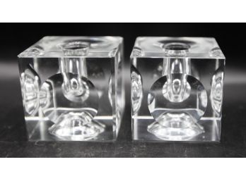 Stylish Modern Pair Of Cube  Candlestick Holders
