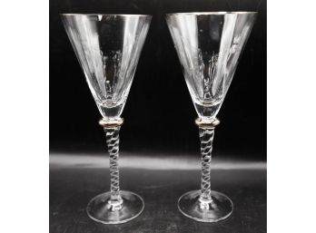 Pair Of 9' Crystal Goblets