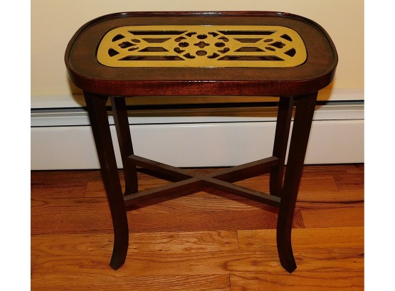 Vintage Side Table With Brass Insert
