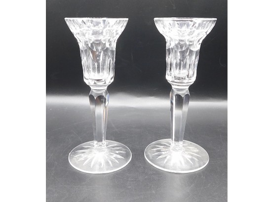 Pair Of Waterford Crystal Candlesticks, 2 Piece Lot