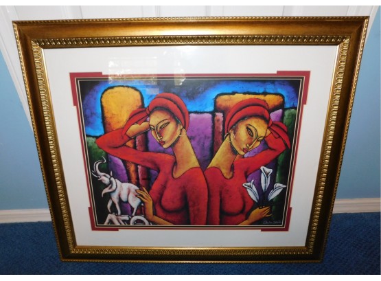 LaShun Beal 'lady In Red' Signed Painting '95