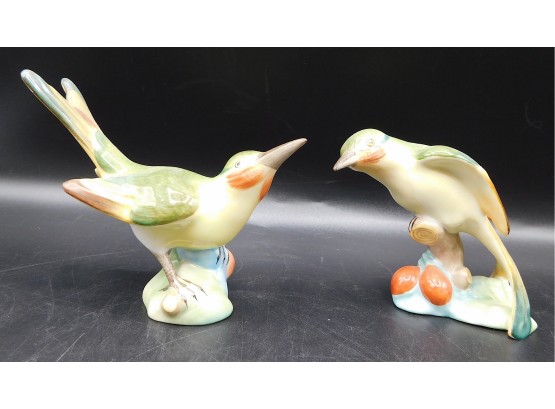 Pair Of Herend Hungary Hand Painted Birds, 2 Piece Lot