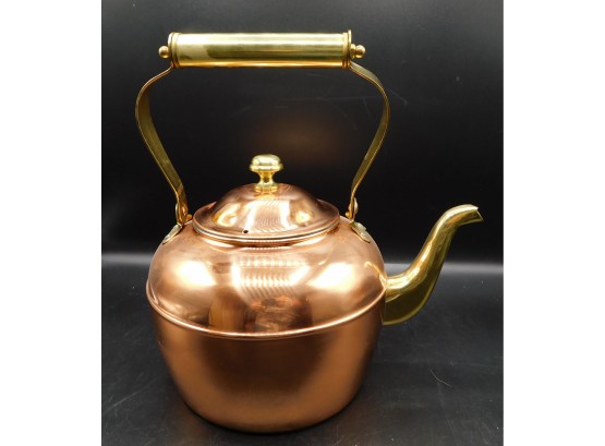 Old Dutch Solid Copper Nickel Lined 2.5QT Tea Kettle With Original Box