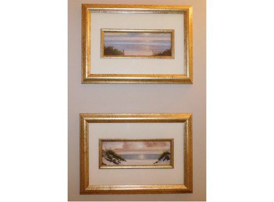 Pair Of Beach Horizon Framed Art, No Signature, 2 Piece Lot