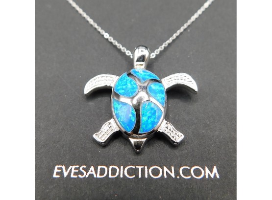 Eve's Addiction Sterling Silver Turtle Necklace
