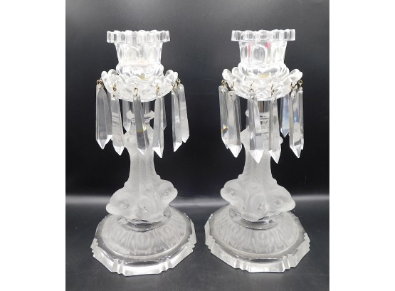 Pair Of St Louis Crystal Chandler Candle Sticks