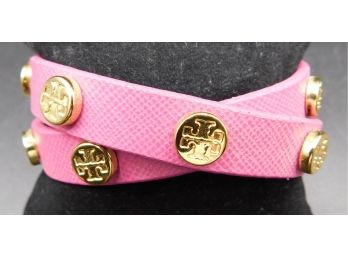 Tory Burch Pink Leather Wrap Bracelet Made In The USA