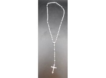 Silver Tone And Rhinestone Rosary