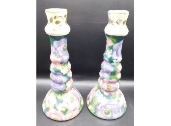Pair Of Lesal Ceramics Hand-crafted Candlestick Holders