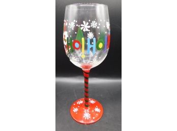 Hand Painted 'ho Ho Ho' Wine Glass