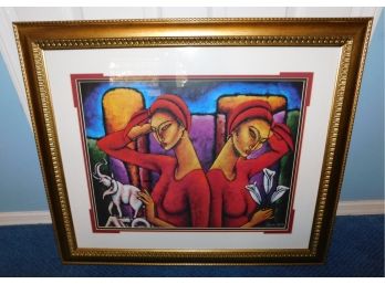 LaShun Beal 'lady In Red' Signed Painting '95