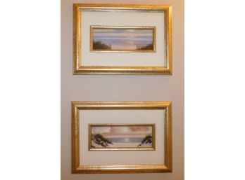 Pair Of Beach Horizon Framed Art, No Signature, 2 Piece Lot