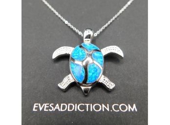 Eve's Addiction Sterling Silver Turtle Necklace