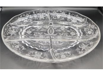 Etched Glass Sectioned Serving Platter