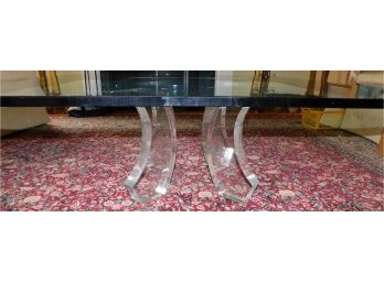 Lucite Base Coffee Table With Glass Top
