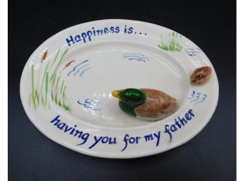The Mane Lion Hand Painted  'happiness Is Having You For My Father' Duck Plate