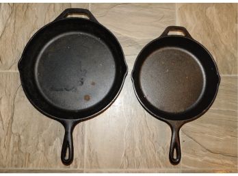 Pair Of Lodge Cast-iron Frying Pans #8SK #10SK