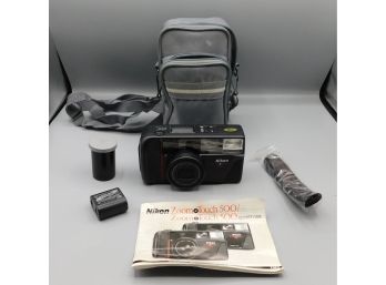 Nikon Zoom Touch 500 Camera With Gray Carrying Case & Strap With Instruction Manual