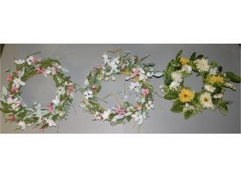 Assorted Lot Of Faux Spring/floral Wreaths
