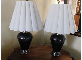 Lovely Pair Of Glass Style Table Lamps