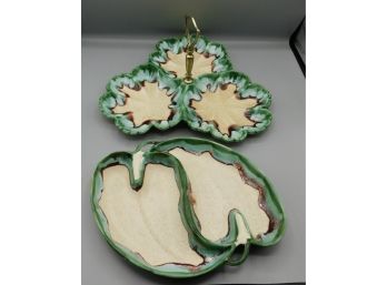 Lovely Pair Of Ceramic Hand Crafted Sectional Dishes